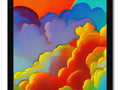A colorful colorly art print of clouds in the sky.