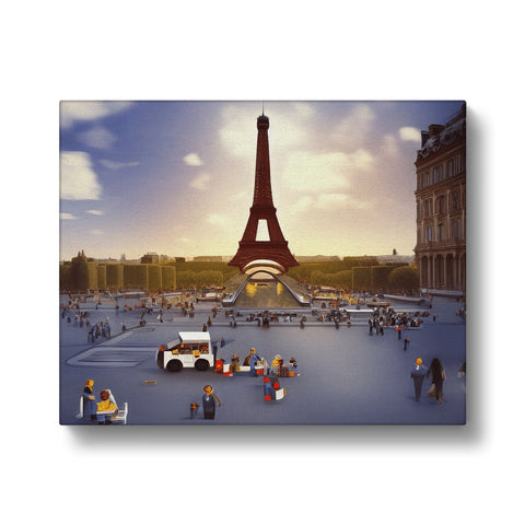 A photo of Paris on a postcard plate with colored sticker on it.
