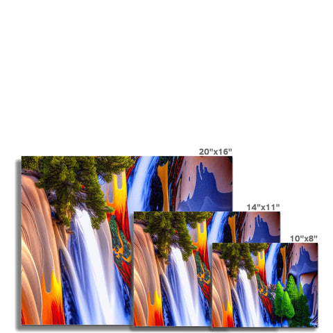A computer screen with at least four different views of a large waterfall.