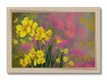 An art print with colored daffodils and a flower in a frame on the