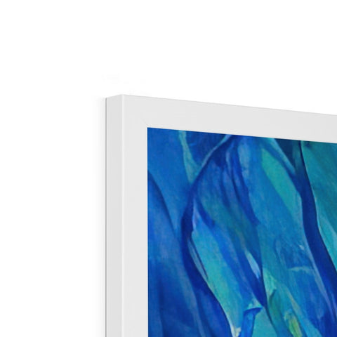 An iMac picture of a painting that is framed on a white paper frame.