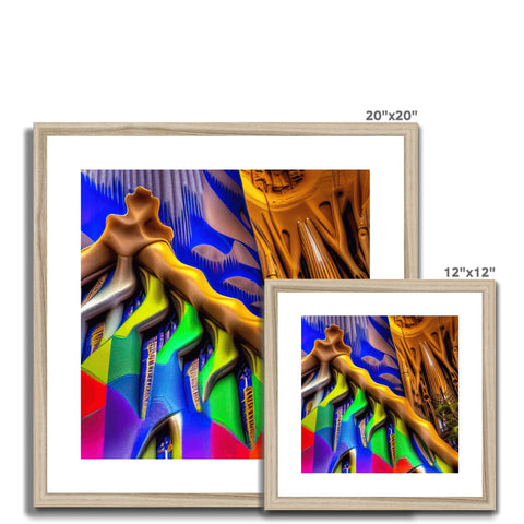 a picture of three art prints on a wall displayed in a wooden framed photo