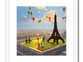 An art print that includes a picture of Paris, the Eiffel tower, and