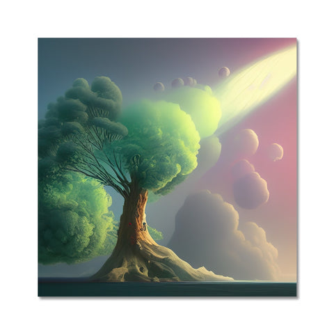 Art print picture of a tree growing by a light field