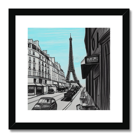 A large picture of Paris on a white background on a picture frame.