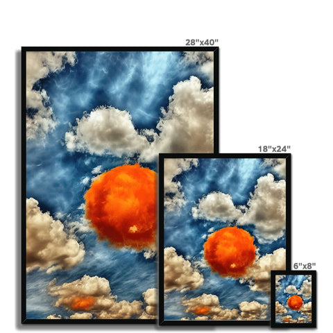 A large computer monitor with a large picture of clouds and clouds on it.