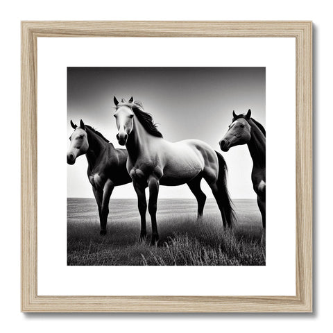 a black and white blurred picture of horses that have been crossing in the field.