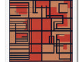 An old art print showing an abstract geometric pattern on tile.