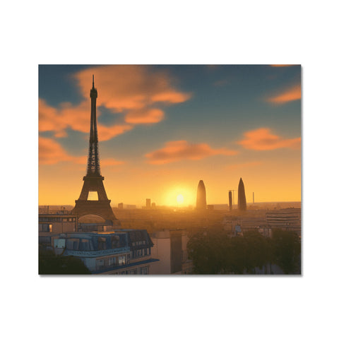 A beautiful view of a sunrise setting over the French skyline.