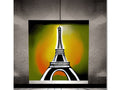 Paris Cityscape with a picture of the Eiffel Tower painted on the wall and