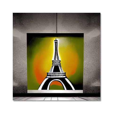 Paris Cityscape with a picture of the Eiffel Tower painted on the wall and