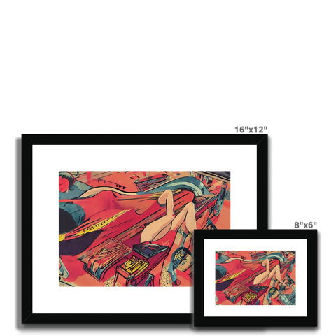 A picture frame with two art prints of a girl, all three hanging in the front