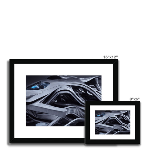 A frame with 3 images on a white background hanging on top of it.