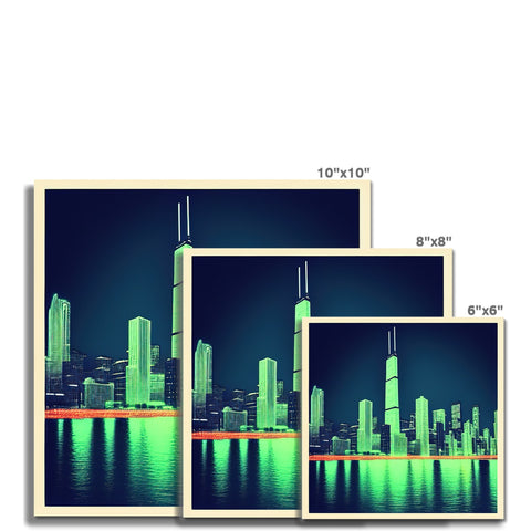 A city skyline with many building types and buildings in an image shown on a viewfinder