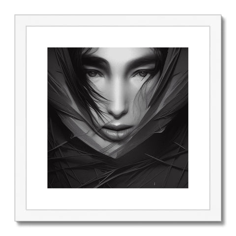 Art print with a photo of a veil in black and white on top of that paper