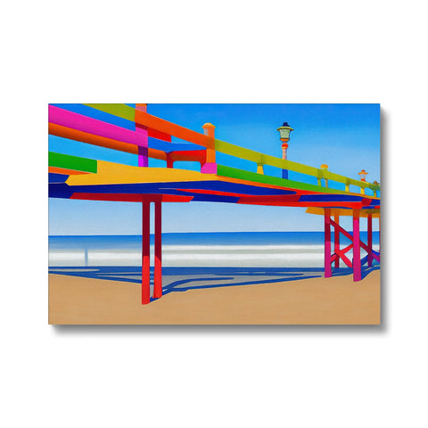 Art print of the Santa Claus in a life guard tower standing on a beach at a