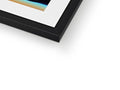 An image of some abstract artwork on white table top of a picture frame.