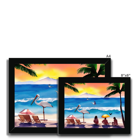 A frame contains some colorful picture frames sitting on top of top of a computer monitor.