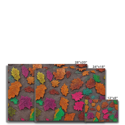 A decorative rug that is decorated in fall leaves and flowers.