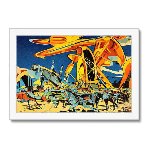 A colorful print sitting on top of a table covered with sail boats.