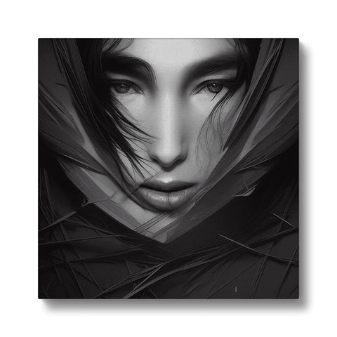 Art print on canvas with a white veil above it.