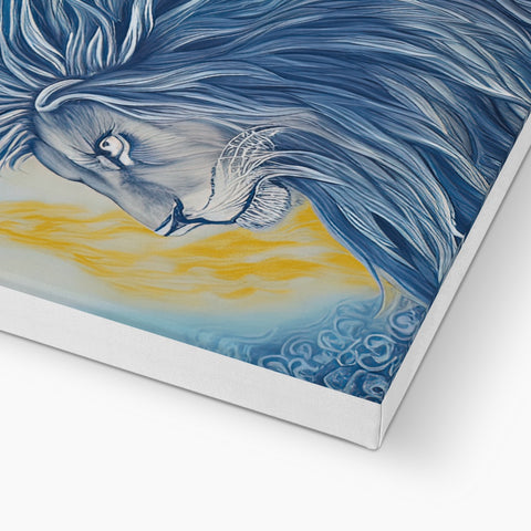 A large blue mermaid swimming in water in a hand painted greeting card. �