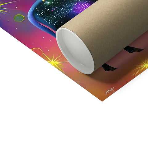 A large roll of foil paper covered in silver foil paper is near a paper roll.