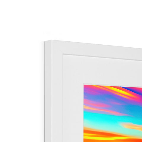 A picture frame with an image of an orange sky on a white background