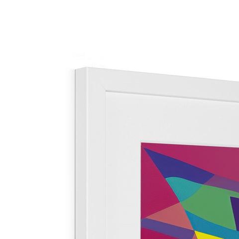 A picture frame that is adorned with art in a white frame.