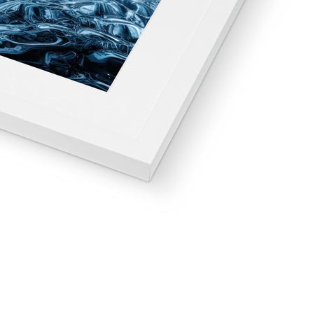 A picture frame with water with a photo of a white and blue water on it next