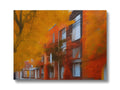 A painting of a city in a fall fall decor