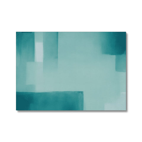 A painting of turquoise with a white background on the opposite side.