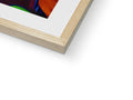 An image of an abstract photograph is framed in a wood frame.