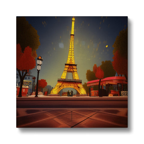 a silver and yellow greeting card picture with a view of the Eiffel tower