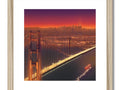An art print with a picture that is hanging from a frame with a golden gate in
