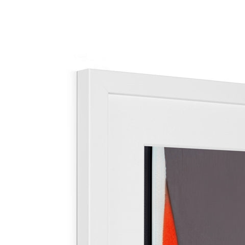 A picture frame with a window window and a red and white wall in it.