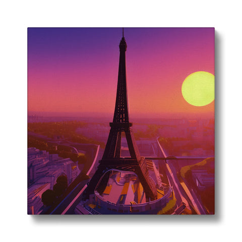 An art print of an image of the Eiffel tower in Paris.