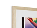 A picture frame holds two different kinds of paint in a wooden frame.