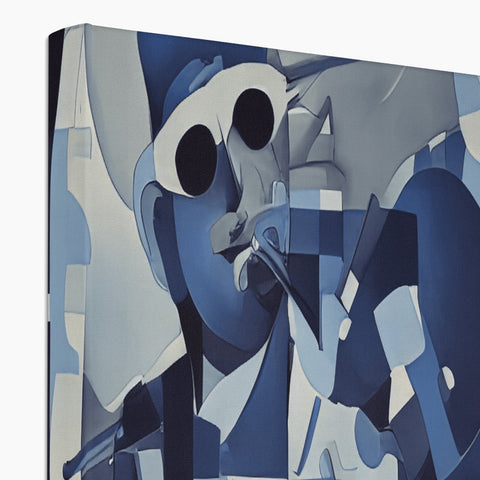 A large white art print on a laptop computer case with art on it's screen.