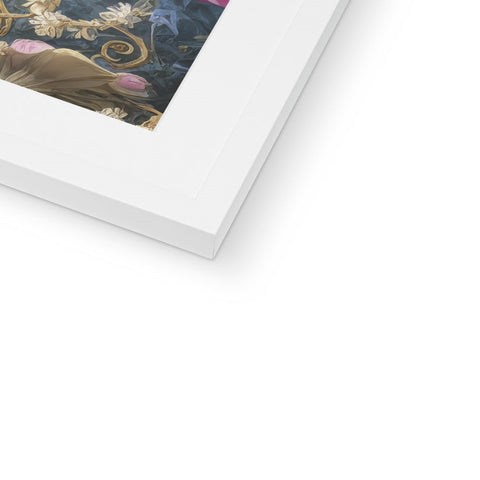 A picture frame containing a close up of a painting in a photo frame.
