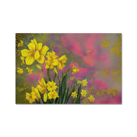 A floral greeting card with yellow daffodils on it