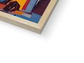 A book with a blank cover in the background of an artwork.