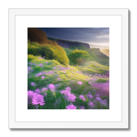 Art print of flowers laying in a field in the dirt.