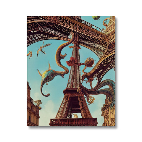 An art print depicting the Eiffel Tower and the Eylle Tower, on