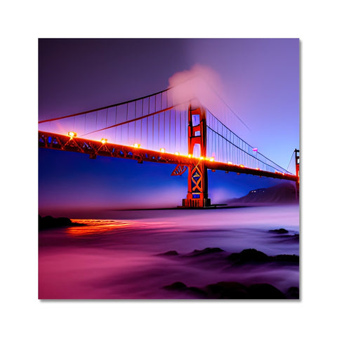 A bridge over the San Francisco Bay is filled in with various colors.