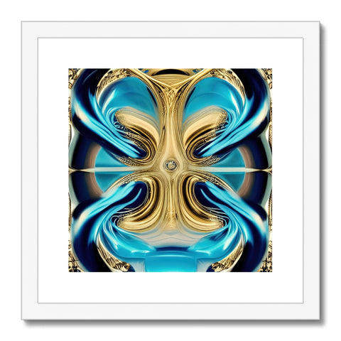 An art print of an abstract painting of a fish floating in a mirror.