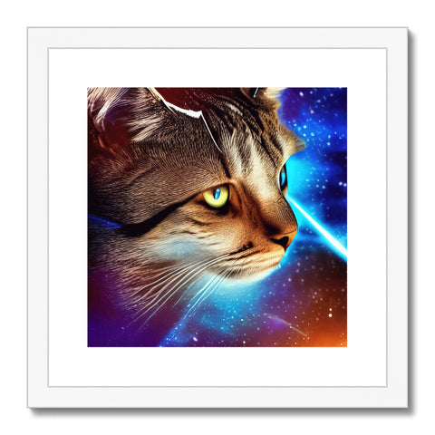 a cat sits on top of a picture that has lasers, a picture of a cat