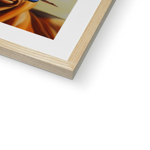 A photograph that has a wood frame on a book cover.