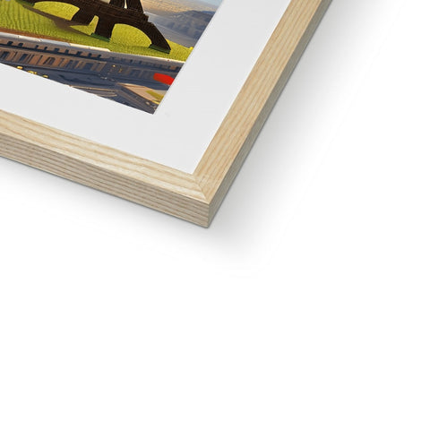 A picture on a white framed framed art print depicting a skateboarder in a park