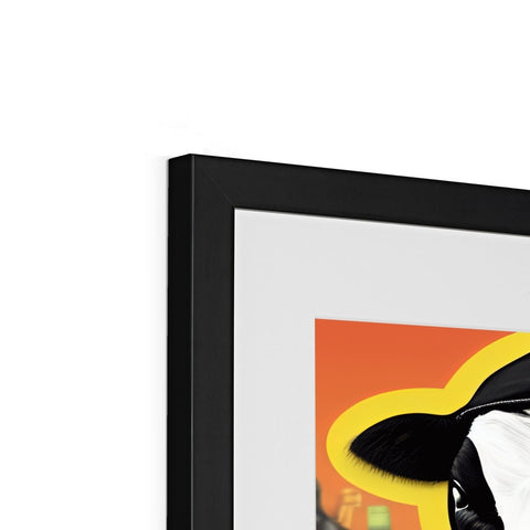 A photo of toucan on top of a large framed poster with art